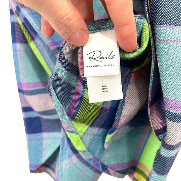 Rails plaid Hunter button up Shirt in Lime‎ Berry Size S - Picture 8 of 9